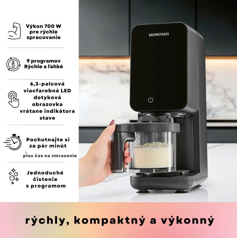 GourmetMaxx Zmrzlinovač a výrobník mrazených dezertov SmoothUp Touch 19769 (8)